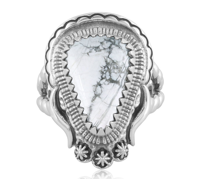 American West Sterling Silver Gemstone Split Shank Rope Ring — View 14