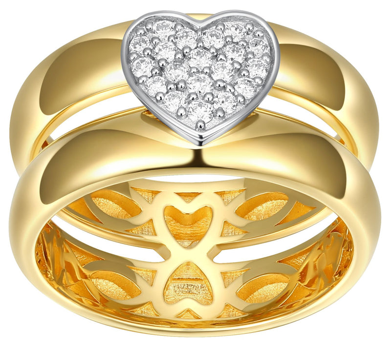 LuxLab 0.20 cttw Lab Grown Diamond Heart Ring, 18K Gold Plated — View 3