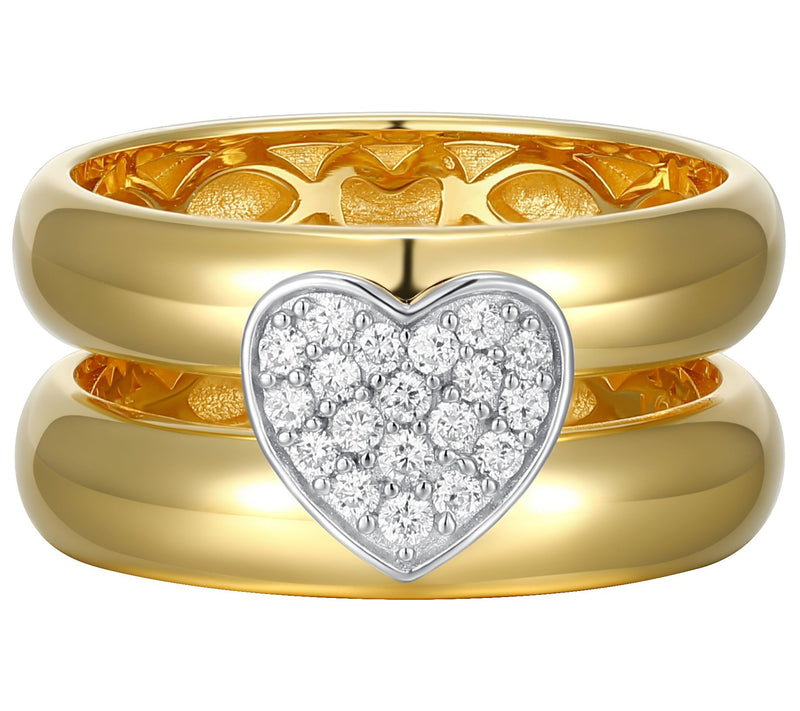 LuxLab 0.20 cttw Lab Grown Diamond Heart Ring, 18K Gold Plated — View 4