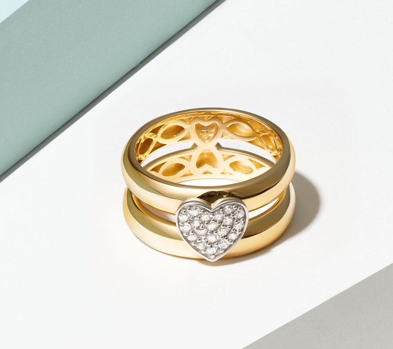 LuxLab 0.20 cttw Lab Grown Diamond Heart Ring, 18K Gold Plated — View 7