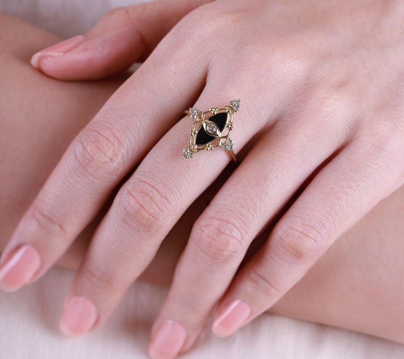 Goddaughters 14K Gold Clad White Topaz Evil Eye Ring — View 4