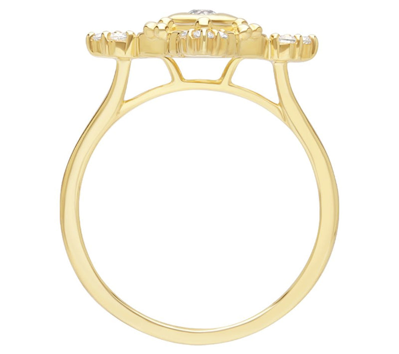 Goddaughters 14K Gold Clad White Topaz Evil Eye Ring — View 2