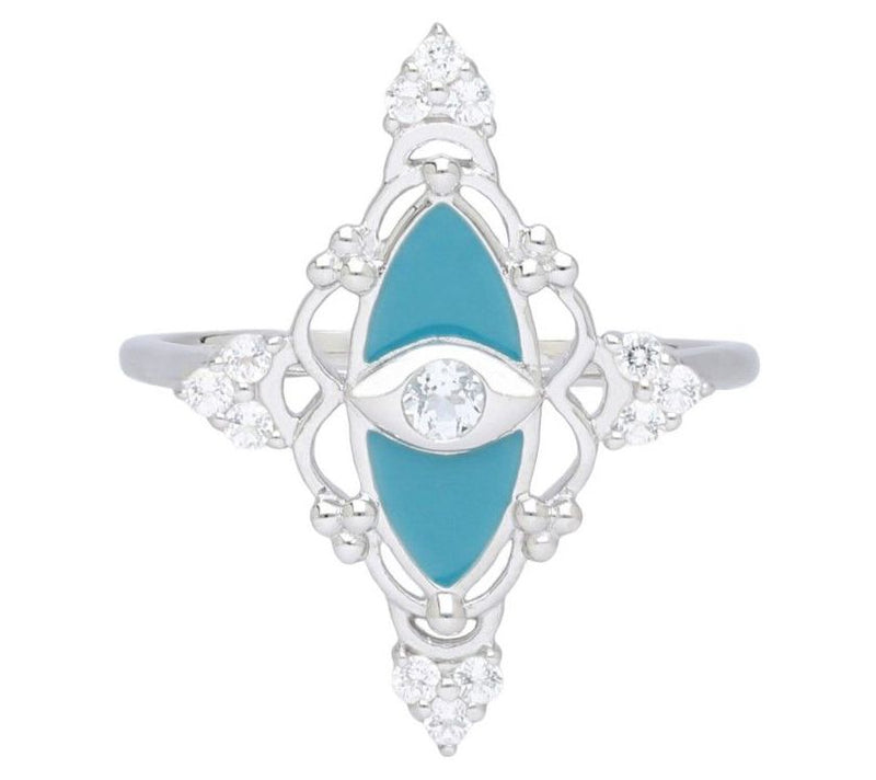 Goddaughters Sterling Silver White Topaz Evil Eye Ring — Main view
