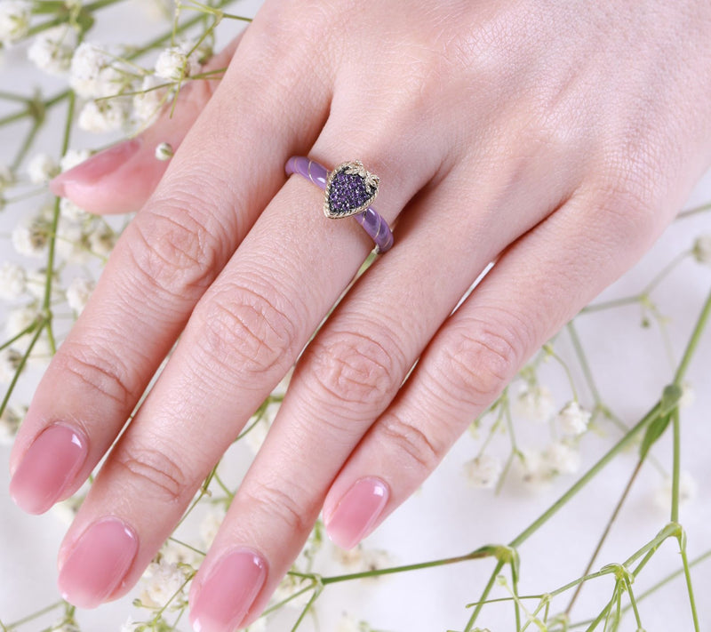Goddaughters 14K Gold Clad Amethyst Love Knot Ring — View 5