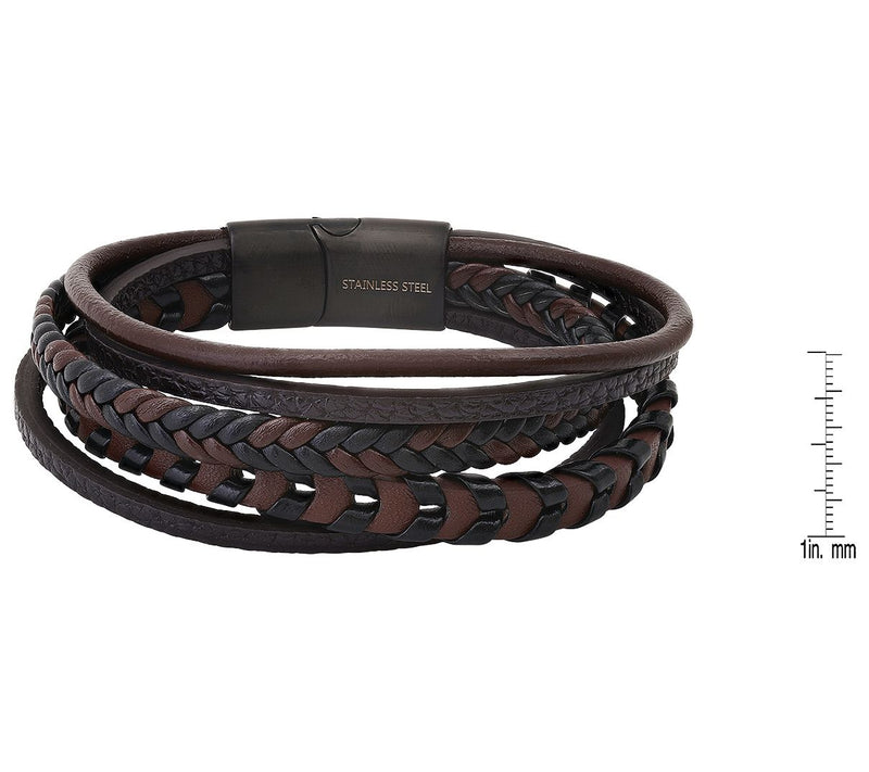 Steel by Design Multi-Row Leather Bracelet — View 5