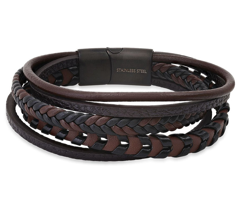 Steel by Design Multi-Row Leather Bracelet — View 3