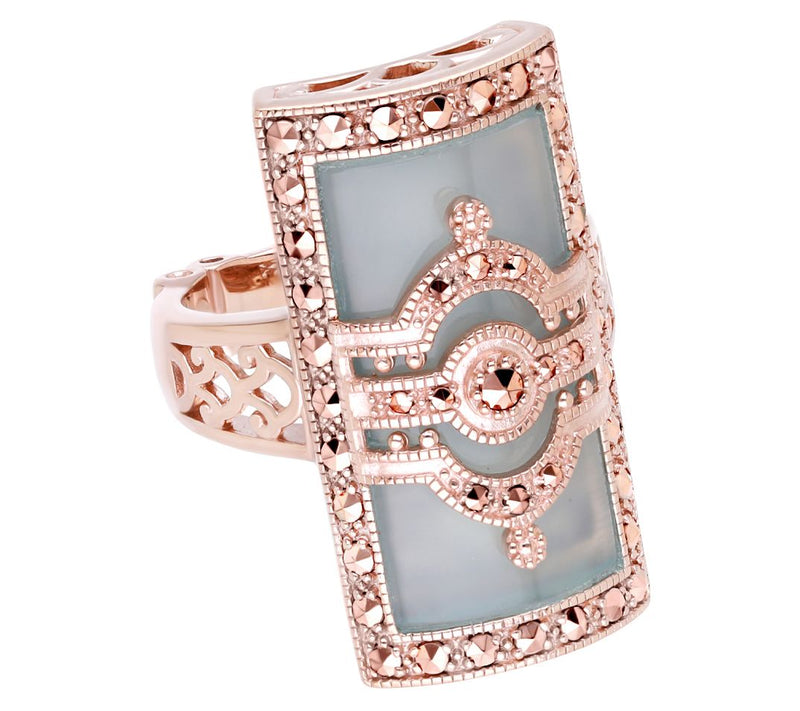 Dallas Prince 14K Rose Clad Chalcedony & Marcasite Ring — Main view