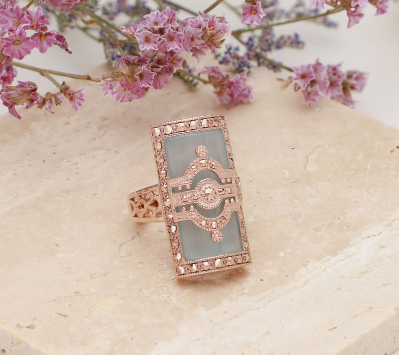 Dallas Prince 14K Rose Clad Chalcedony & Marcasite Ring — View 5