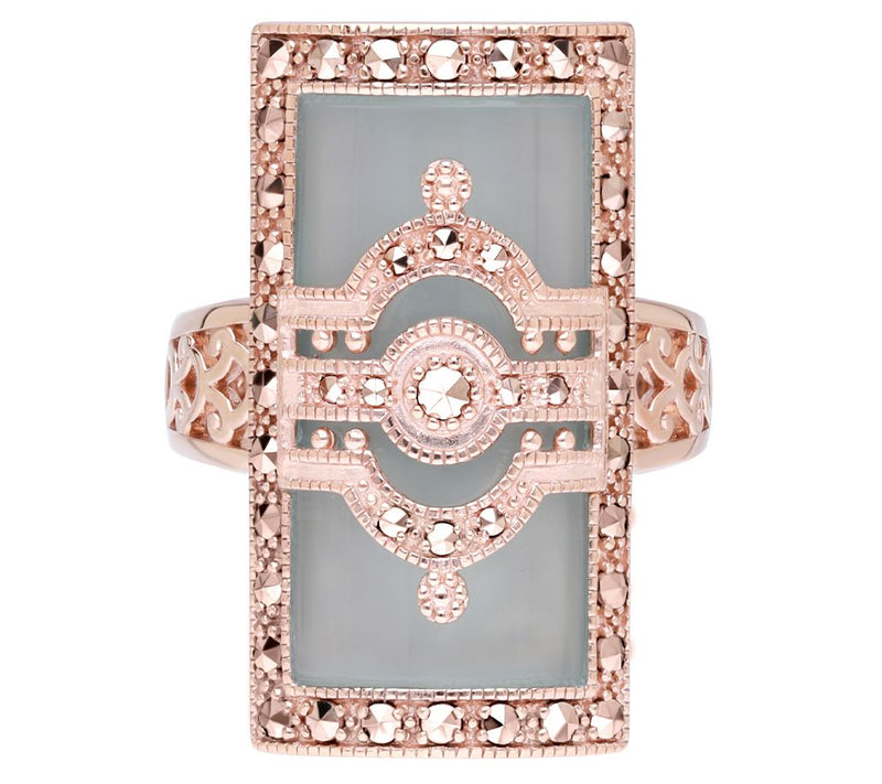 Dallas Prince 14K Rose Clad Chalcedony & Marcasite Ring — View 6
