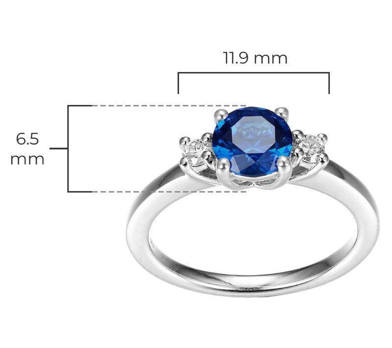 LuxLab Created Sapphire & Lab Grown Diamond Rin g, Sterling — View 6