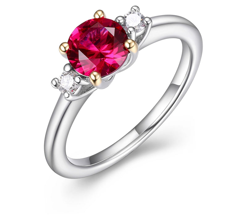 LuxLab Created Ruby & Lab Grown Diamond Ring, S terling — Main view