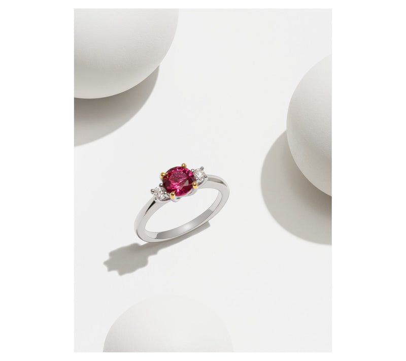 LuxLab Created Ruby & Lab Grown Diamond Ring, S terling — View 3