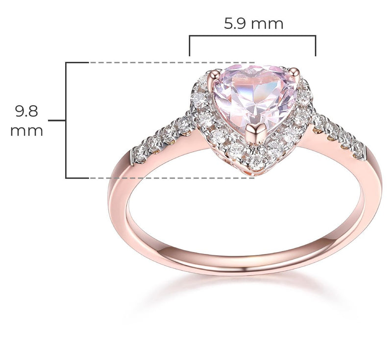 LuxLab Created Pink Sapphire & Diamond Heart Ri ng, 14K Plated — View 5