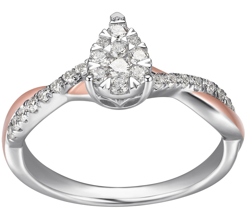 LuxLab 0.40 cttw Lab Grown Diamond Pear Cut Rin g, Sterling — Main view