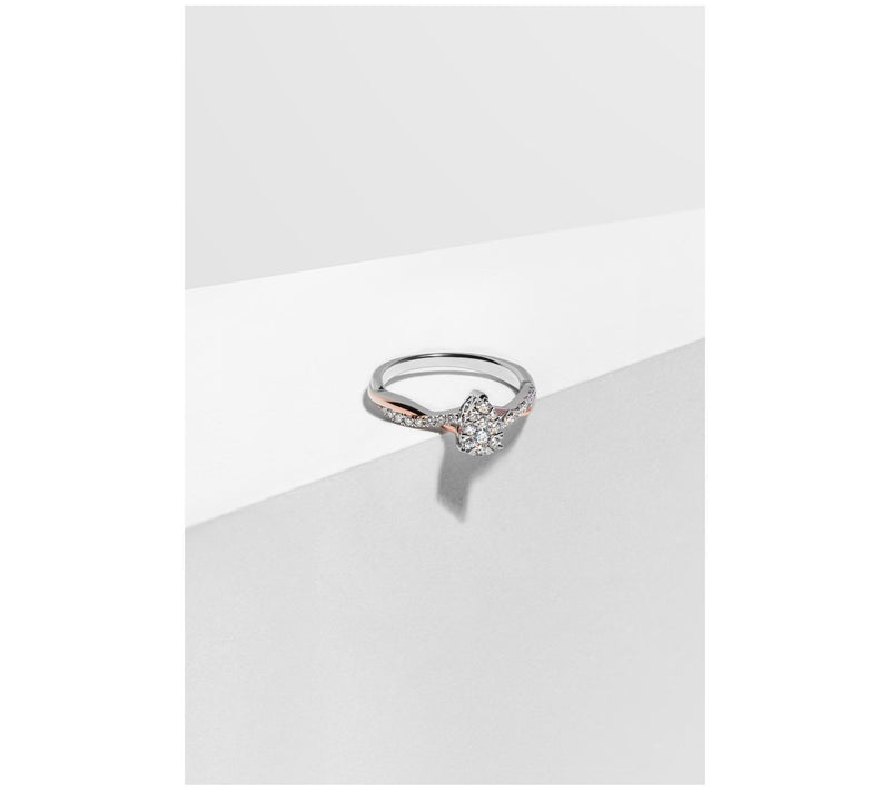 LuxLab 0.40 cttw Lab Grown Diamond Pear Cut Rin g, Sterling — View 6