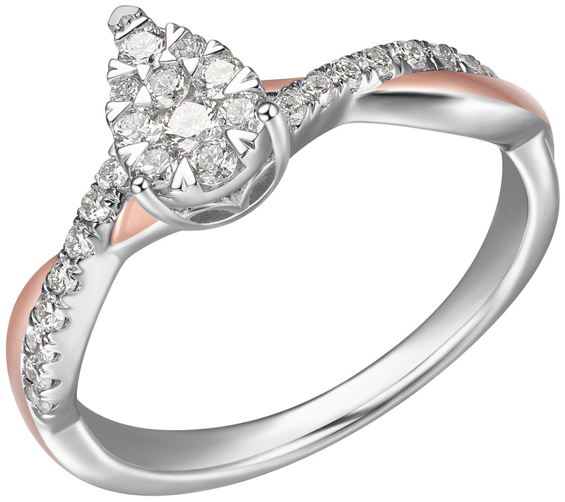 LuxLab 0.40 cttw Lab Grown Diamond Pear Cut Rin g, Sterling — View 4