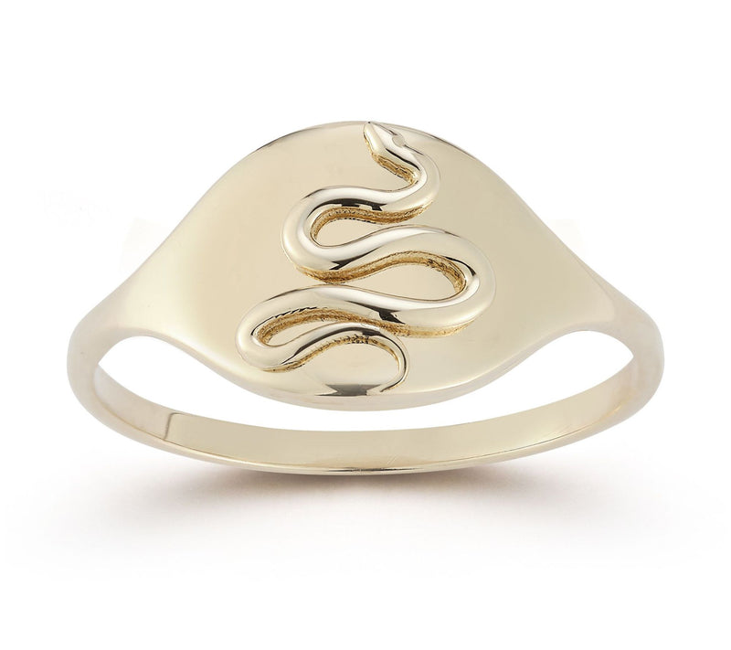 Luminosa Gold Snake Disc Ring, 14K — Main view