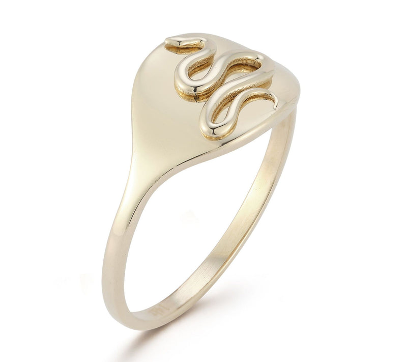 Luminosa Gold Snake Disc Ring, 14K — View 2