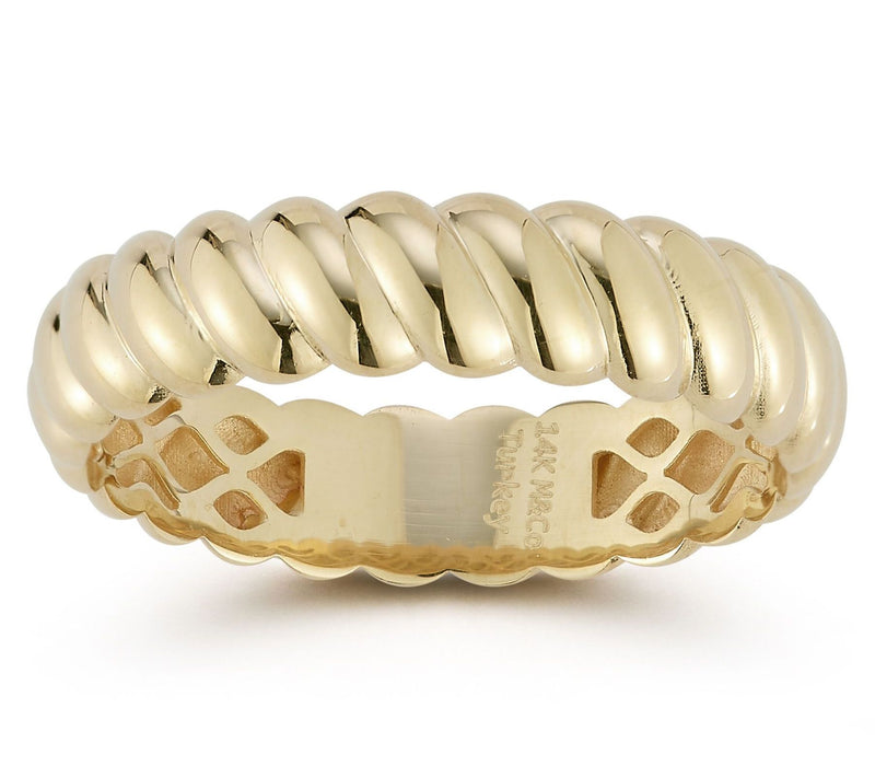 Luminosa Gold Rounded Twist Band Ring, 14K — View 2