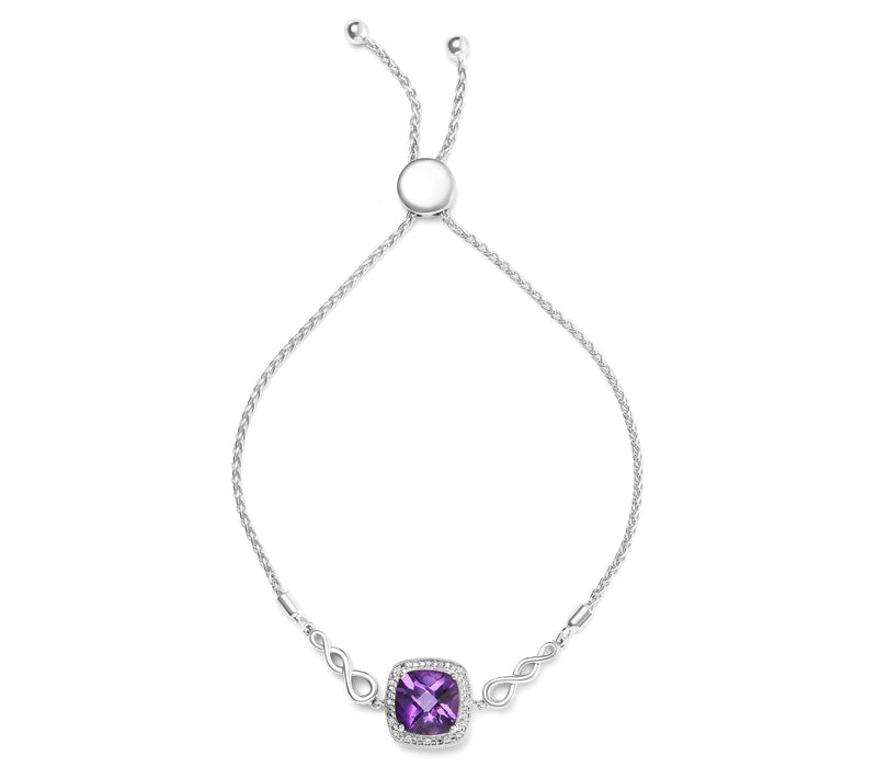 Haus of Brilliance Amethyst & Diamond Bracelet,  Sterling — View 4