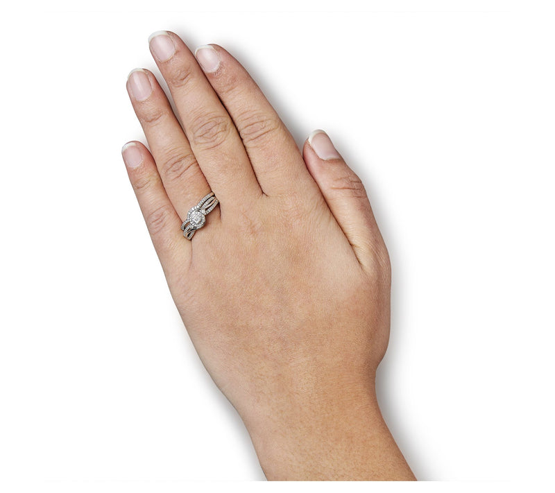 Haus of Brilliance 0.30 Cttw Diamond Bridal Set  Ring, Silver — View 6