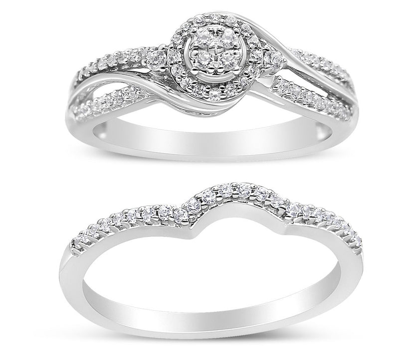 Haus of Brilliance 0.30 Cttw Diamond Bridal Set  Ring, Silver — Main view