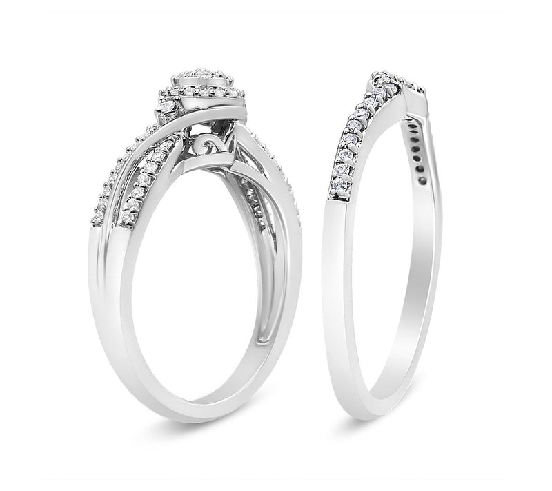 Haus of Brilliance 0.30 Cttw Diamond Bridal Set  Ring, Silver — View 5