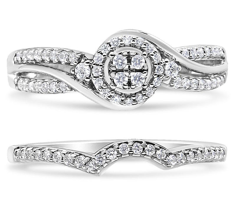 Haus of Brilliance 0.30 Cttw Diamond Bridal Set  Ring, Silver — View 4