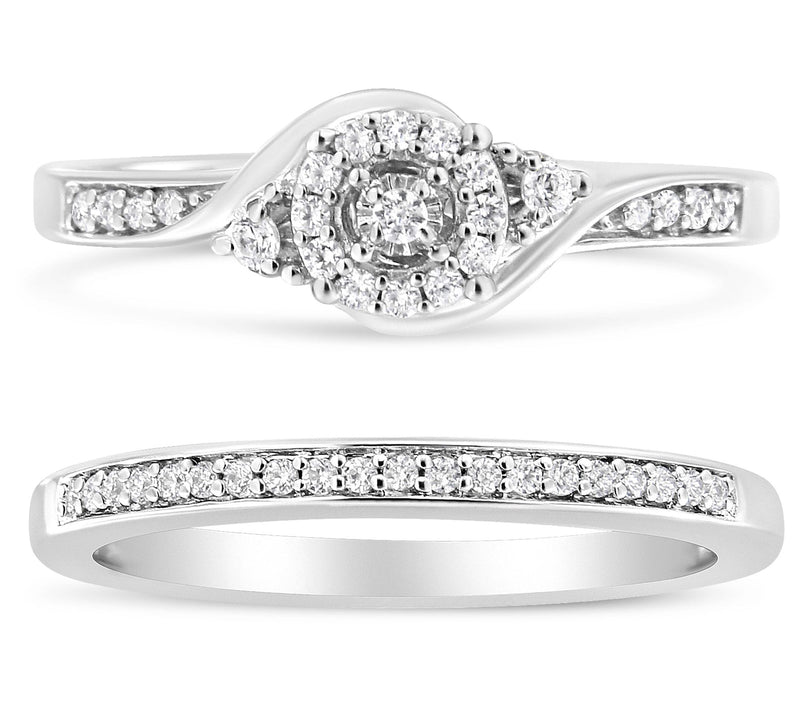 Haus of Brilliance 0.25 cttw Diamond Bridal Rin g Set, Sterlin — View 4