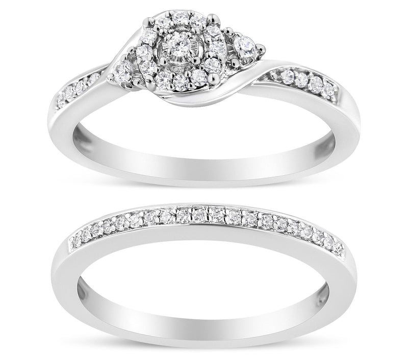 Haus of Brilliance 0.25 cttw Diamond Bridal Rin g Set, Sterlin — View 3
