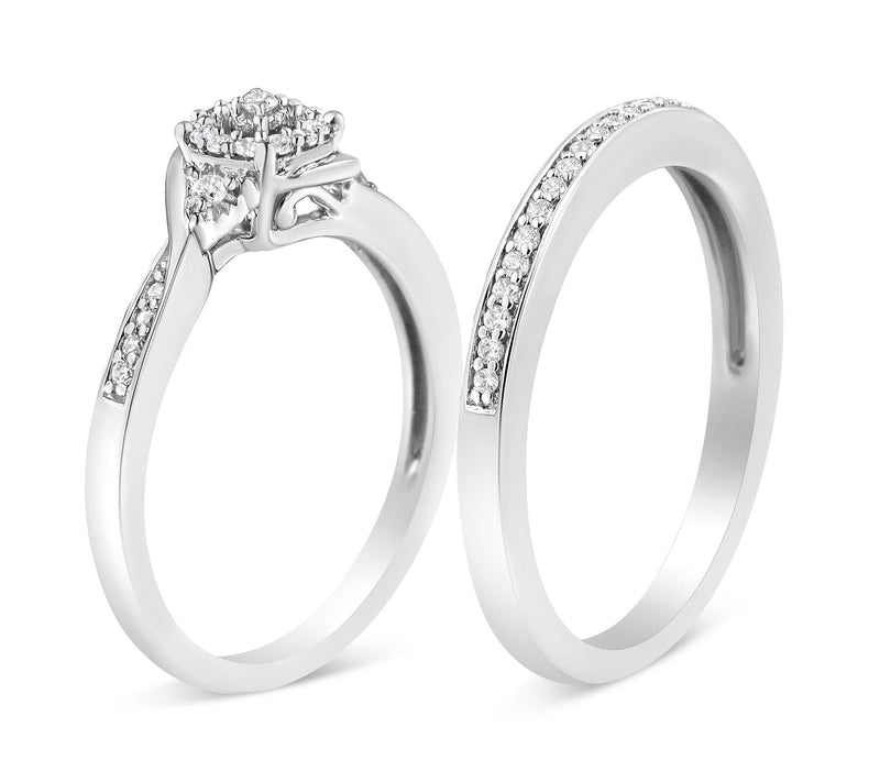Haus of Brilliance 0.25 cttw Diamond Bridal Rin g Set, Sterlin — View 5