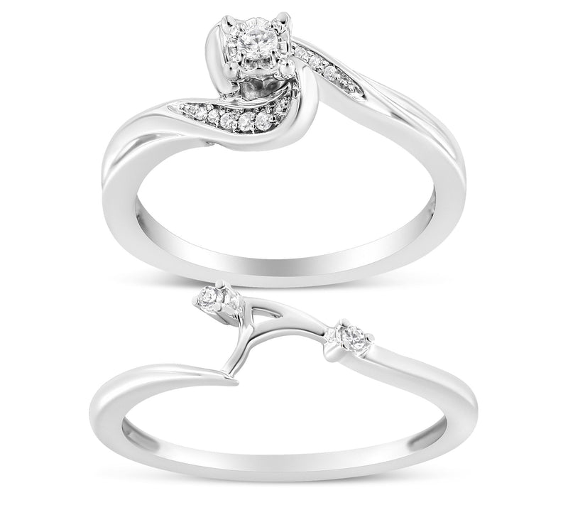 Haus of Brilliance Accent Diamond Bridal Set Ring, Sterling — View 3