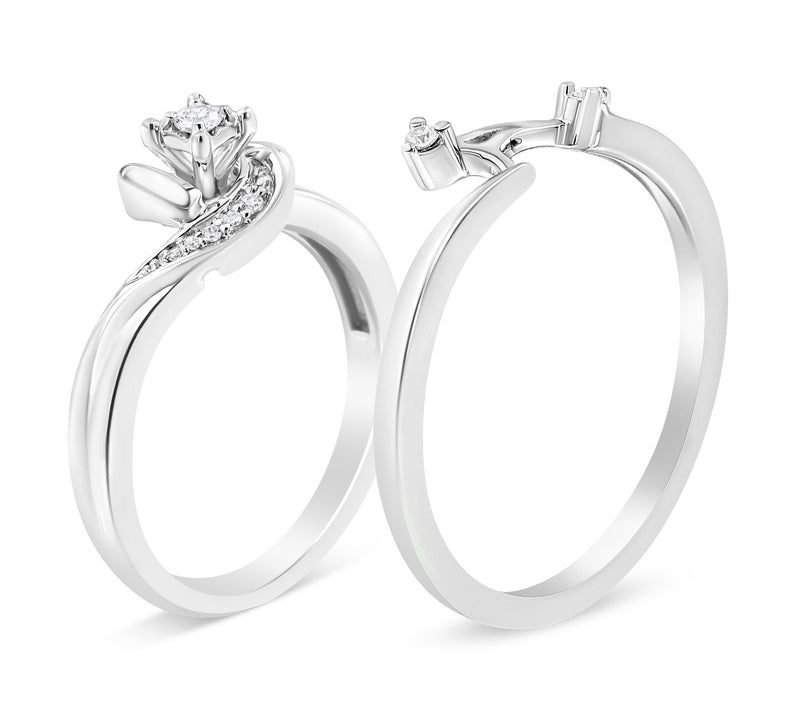 Haus of Brilliance Accent Diamond Bridal Set Ring, Sterling — View 5