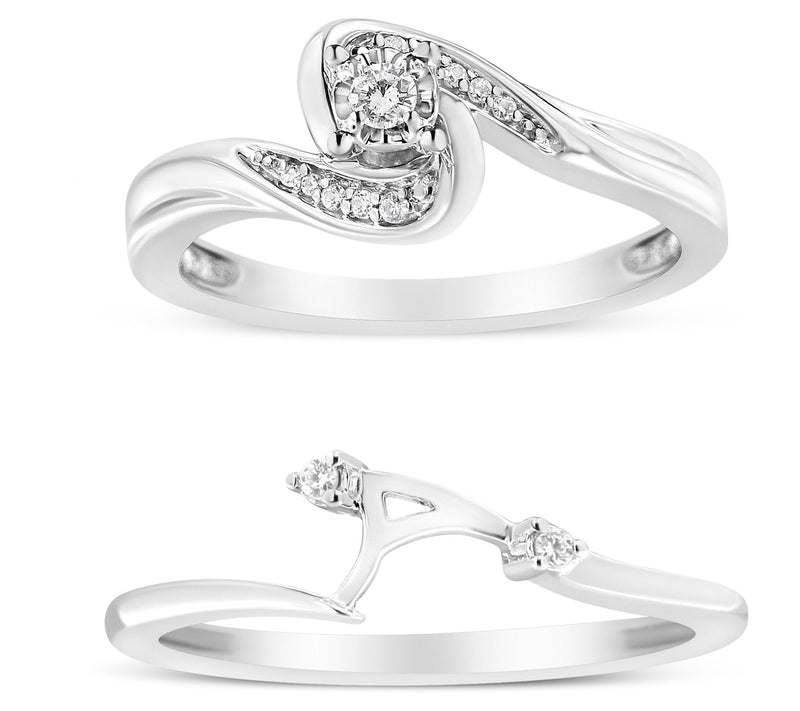 Haus of Brilliance Accent Diamond Bridal Set Ring, Sterling — View 4