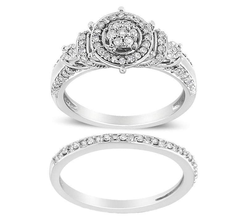 Haus of Brilliance 0.30 cttw Diamond Bridal Rin g Set, Sterlin — View 3