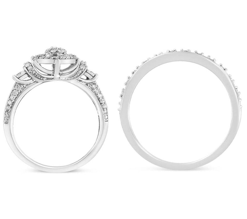 Haus of Brilliance 0.30 cttw Diamond Bridal Rin g Set, Sterlin — View 5