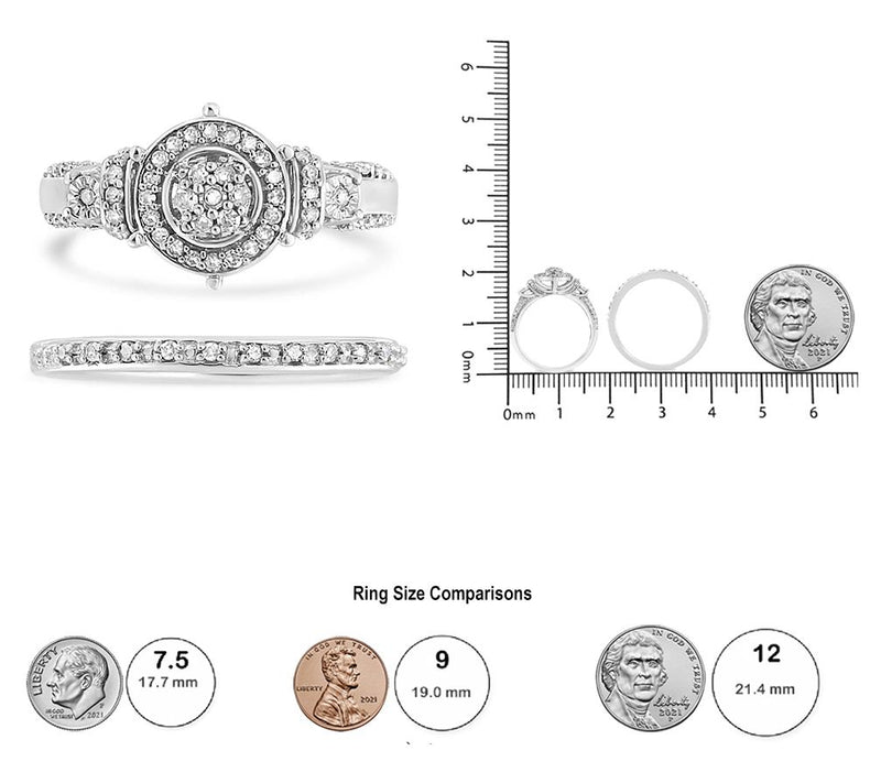 Haus of Brilliance 0.30 cttw Diamond Bridal Rin g Set, Sterlin — View 8