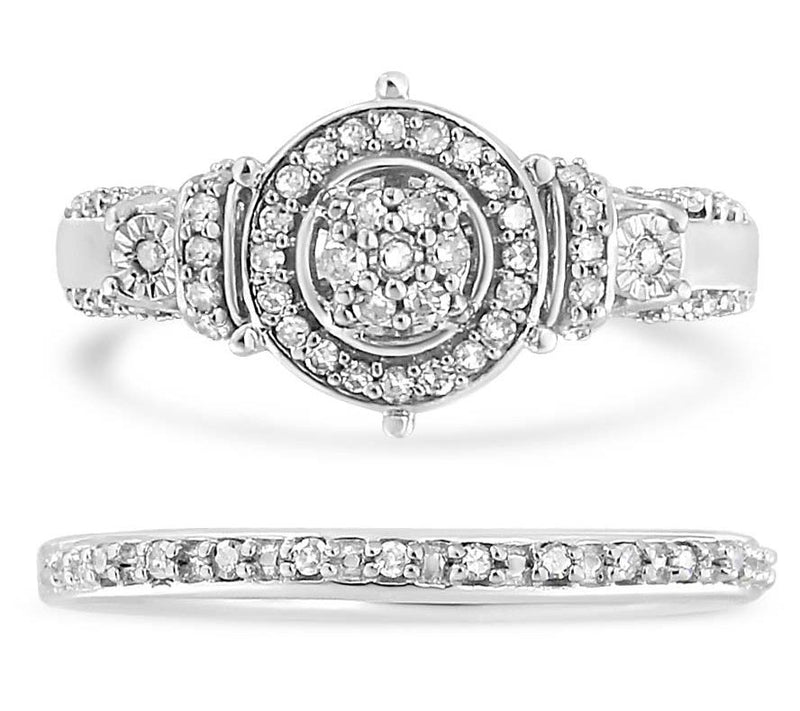 Haus of Brilliance 0.30 cttw Diamond Bridal Rin g Set, Sterlin — View 4