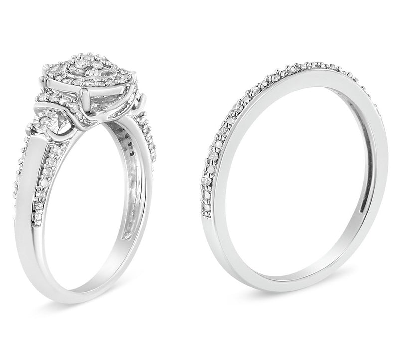 Haus of Brilliance 0.30 cttw Diamond Bridal Rin g Set, Sterlin — View 6