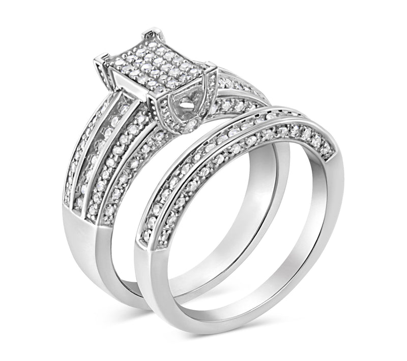 Haus of Brilliance 0.75 Cttw Diamond Ring Set, Sterling — View 4