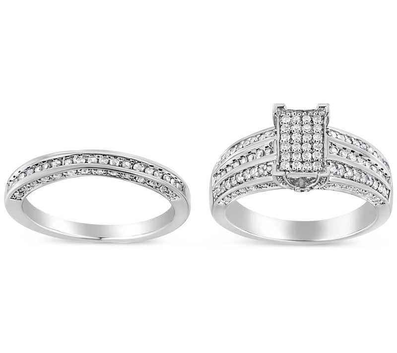 Haus of Brilliance 0.75 Cttw Diamond Ring Set, Sterling — Main view