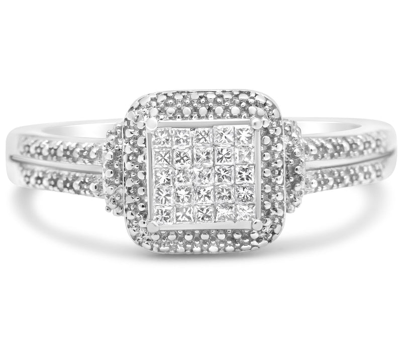 Haus of Brillia nce 0.25 Cttw P rincess Diamond Ring, Sterling — Main view