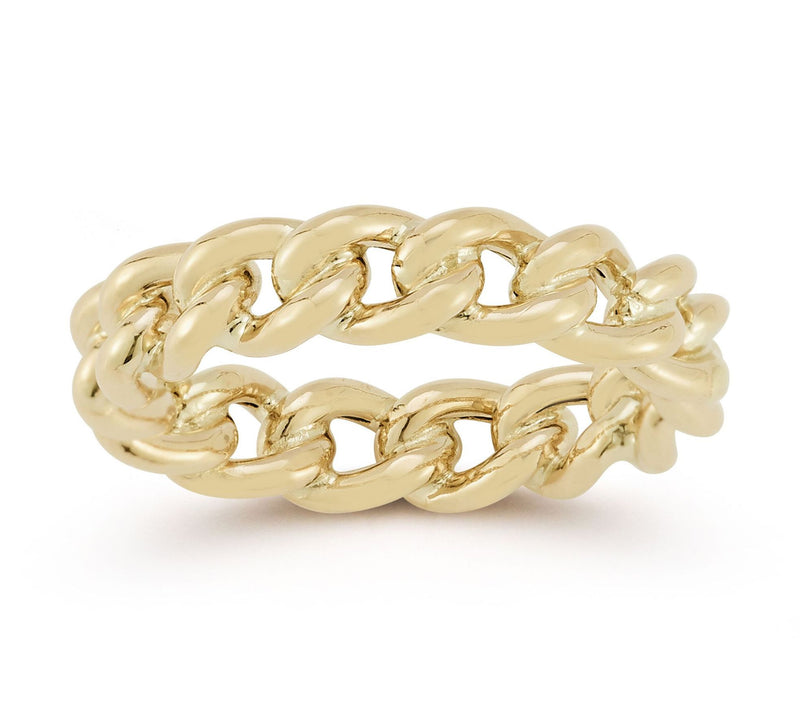 Luminosa Gold Puffed Curb Chain Ring, 14K — View 7