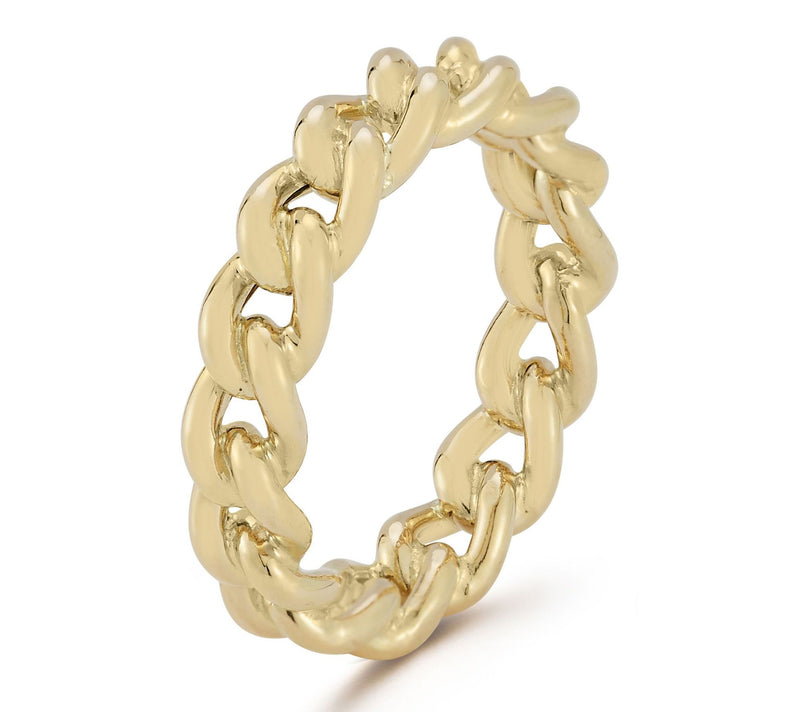 Luminosa Gold Puffed Curb Chain Ring, 14K — View 2