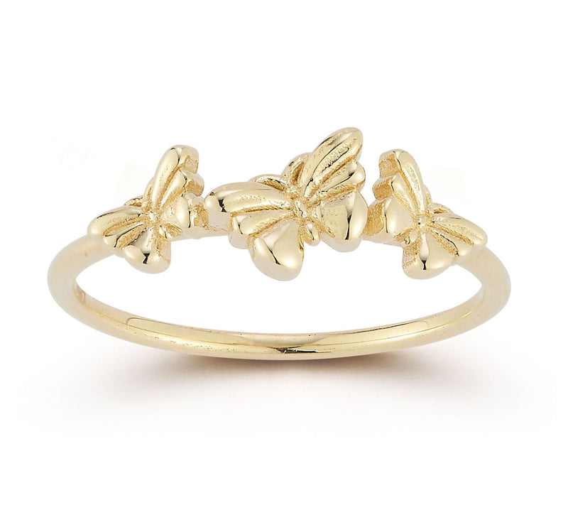 Luminosa Gold Triple Puffed Butterfly Station R ing, 14K — View 7