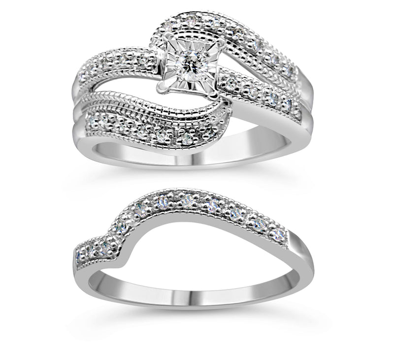 Haus of Brilliance Diamond Engagement Ring Set,Sterling — View 6