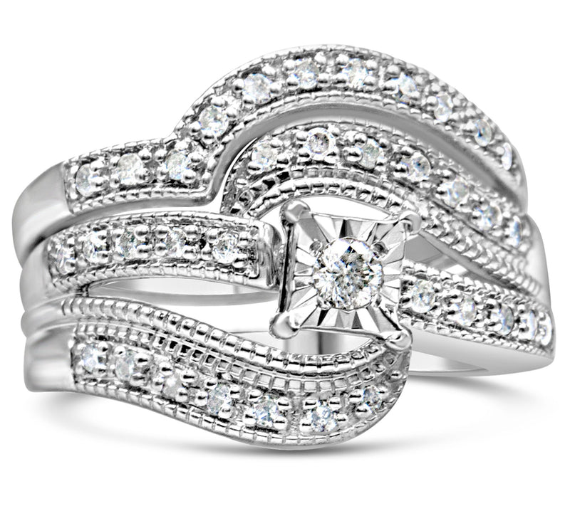 Haus of Brilliance Diamond Engagement Ring Set,Sterling — Main view