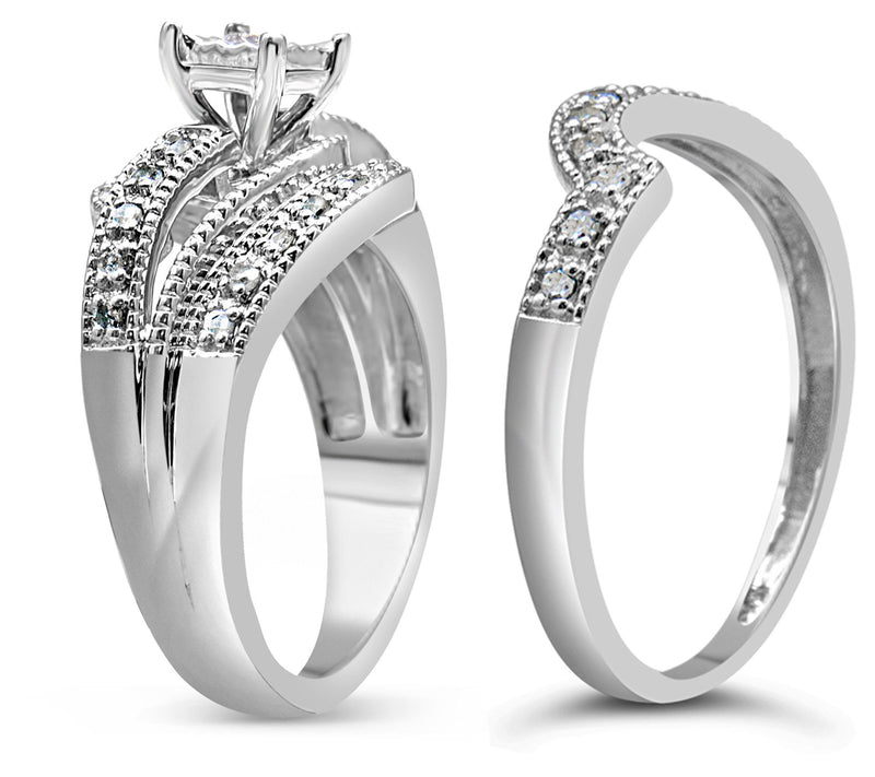 Haus of Brilliance Diamond Engagement Ring Set,Sterling — View 7