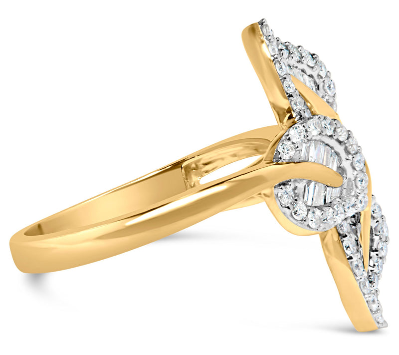Haus of Brilliance Two-Tone Diamond Bypass LeafRing, Sterling — View 4