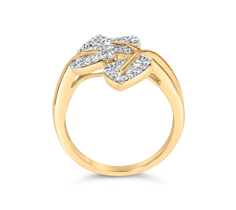 Haus of Brilliance Two-Tone Diamond Bypass LeafRing, Sterling — View 7